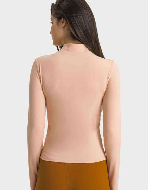 Load image into Gallery viewer, Half Zip Thumbhole Sleeve Sports Top
