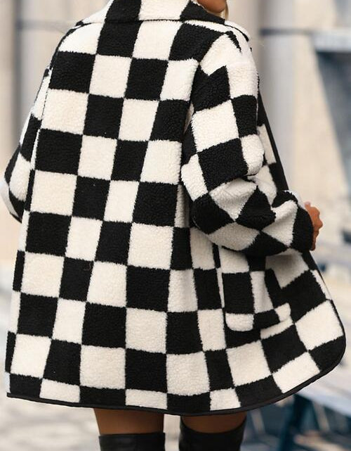 Load image into Gallery viewer, Double Take Full Size Checkered Button Front Coat with Pockets
