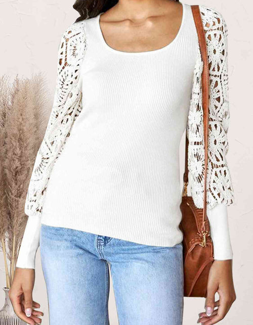 Load image into Gallery viewer, Lace Detail Scoop Neck Knit Top
