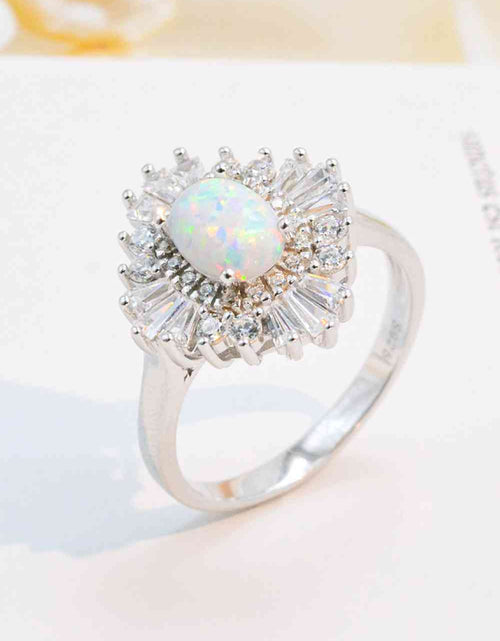 Load image into Gallery viewer, Modern 925 Sterling Silver Opal Halo Ring
