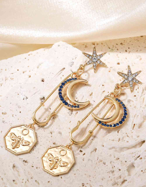 Load image into Gallery viewer, 5-Pair Wholesale Inlaid Rhinestone Moon and Star Drop Earrings
