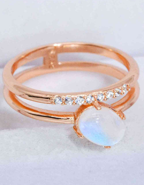 Load image into Gallery viewer, Natural Moonstone and Zircon Double-Layered Ring
