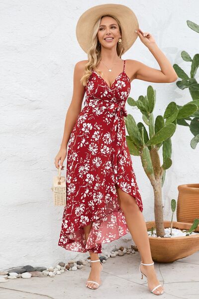 Load image into Gallery viewer, High-Low Tie Waist Printed Cami Dress
