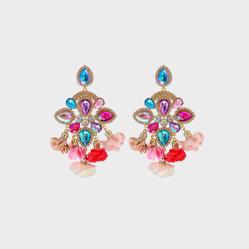 Load image into Gallery viewer, Flower Shape Rhinestone Alloy Dangle Earrings
