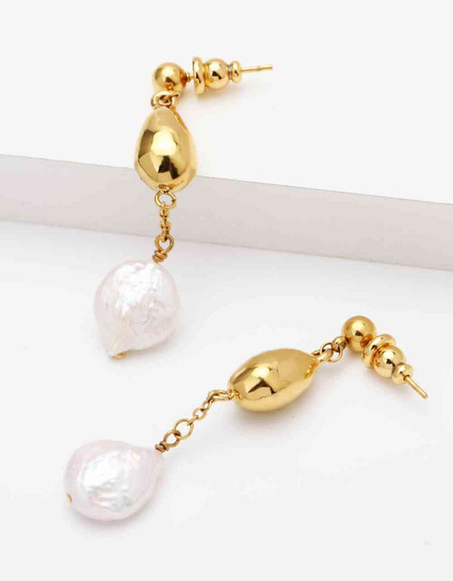 Load image into Gallery viewer, 18K Gold-Plated Two-Tone Pearl Drop Earrings
