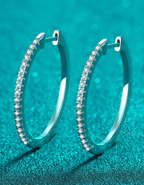 Load image into Gallery viewer, Rhodium-Plated Moissanite Hoop Earrings
