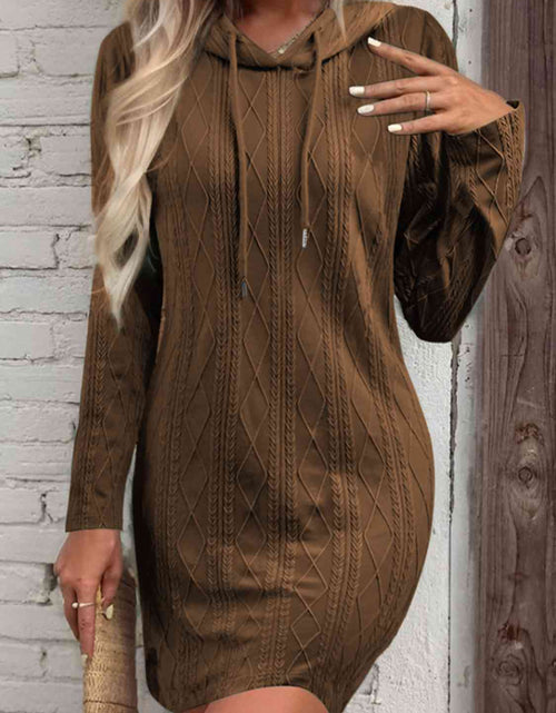 Load image into Gallery viewer, Drawstring Hooded Sweater Dress
