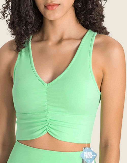 Load image into Gallery viewer, Gathered Detail Halter Neck Sports Bra
