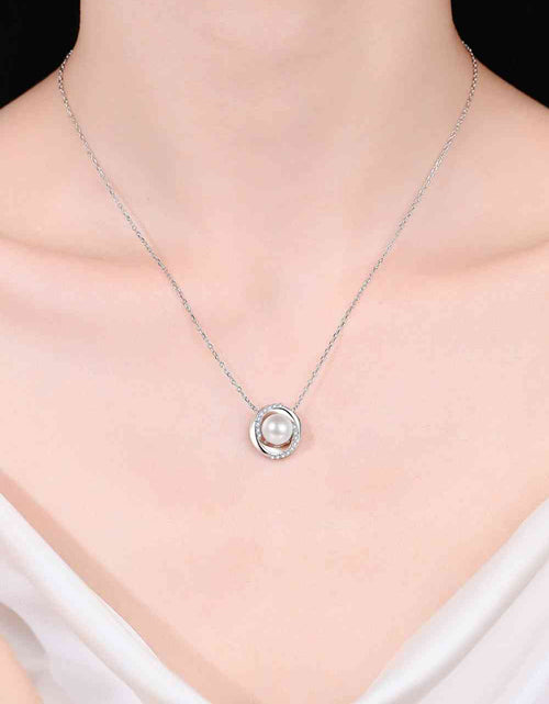 Load image into Gallery viewer, Moissanite Pearl Rhodium-Plated Necklace
