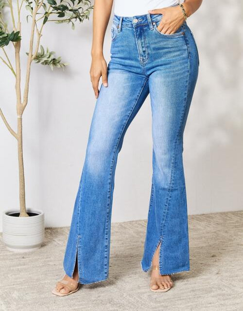 Load image into Gallery viewer, BAYEAS Slit Flare Jeans
