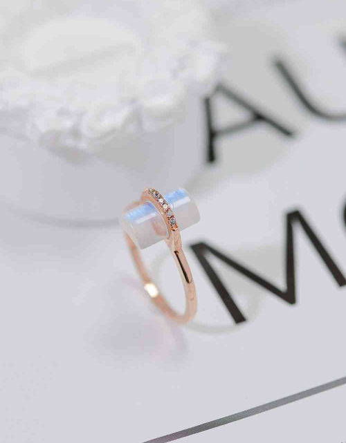 Load image into Gallery viewer, Natural Moonstone Platinum-Plated Ring
