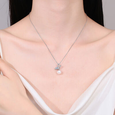 Load image into Gallery viewer, Natural Pearl Pendant Moissanite 925 Sterling Silver Necklace
