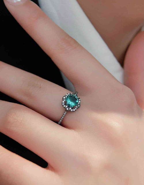 Load image into Gallery viewer, Paraiba Blue Zircon Flower Shape Ring
