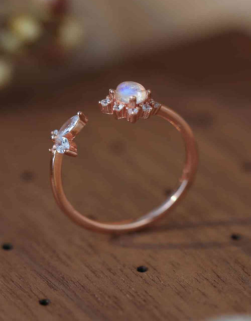 Load image into Gallery viewer, Moonstone 18K Rose Gold-Plated Open Ring
