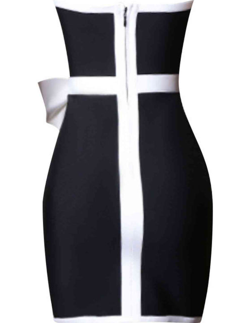 Load image into Gallery viewer, Contrast Strapless Bow Detail Mini Dress
