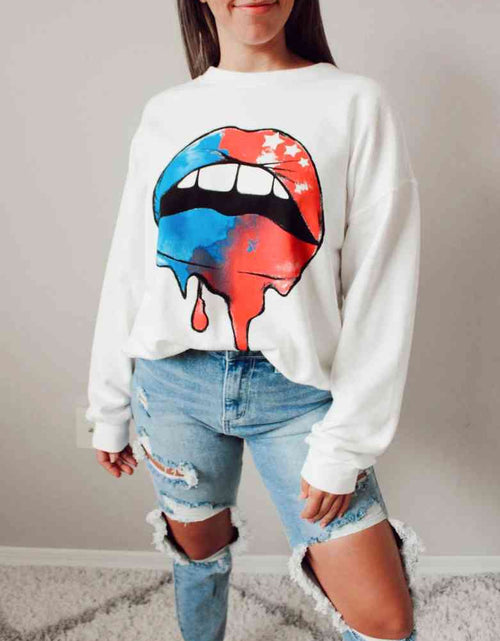 Load image into Gallery viewer, Graphic Dropped Shoulder Round Neck Sweatshirt
