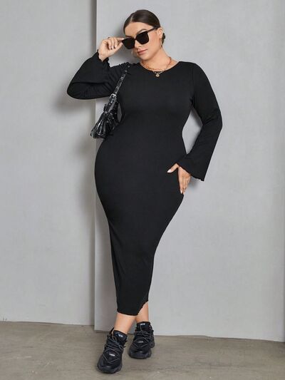 Load image into Gallery viewer, Plus Size Lace-Up Round Neck Wrap Dress
