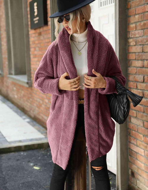 Load image into Gallery viewer, Open Front Hooded Teddy Coat
