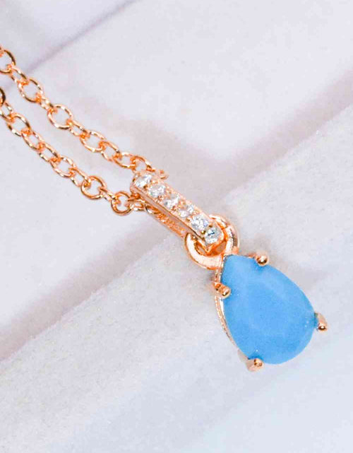 Load image into Gallery viewer, Teardrop Turquoise 4-Prong Pendant Necklace
