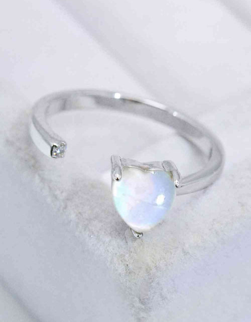 Load image into Gallery viewer, Inlaid Moonstone Heart Adjustable Open Ring
