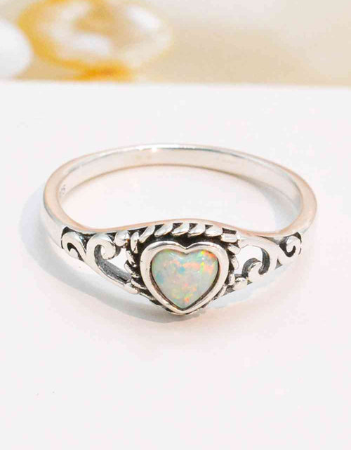 Load image into Gallery viewer, 925 Sterling Silver Heart-Shape Opal Ring
