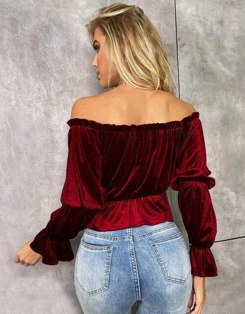 Load image into Gallery viewer, Off-Shoulder Flounce Sleeve Blouse
