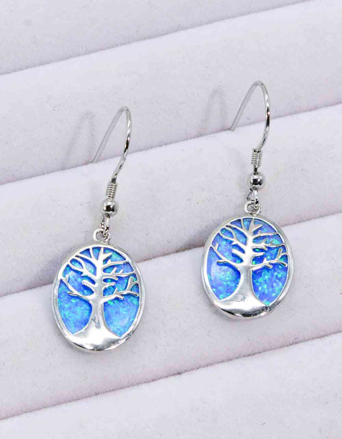 Load image into Gallery viewer, Opal Blue Platinum-Plated Drop Earrings
