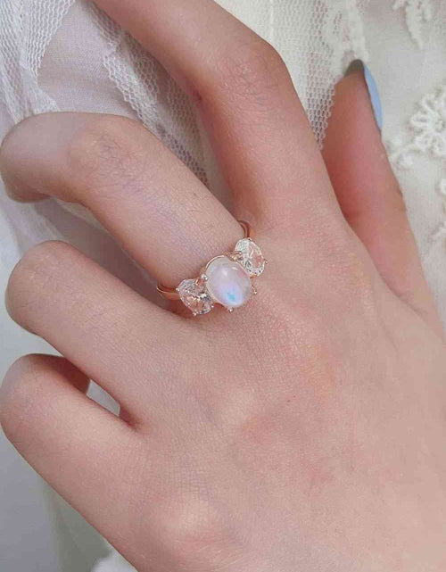 Load image into Gallery viewer, High Quality Natural Moonstone 925 Sterling Silver Three Stone Ring
