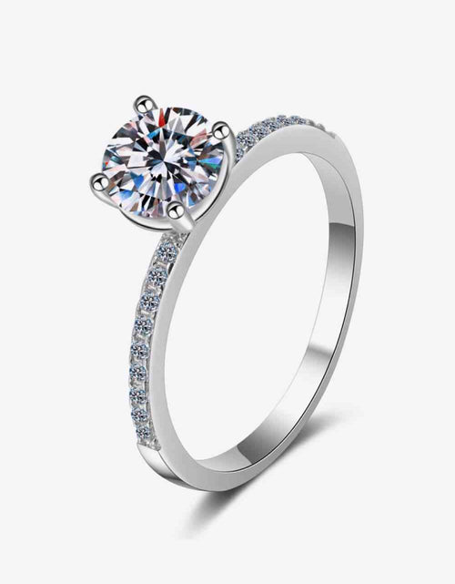 Load image into Gallery viewer, 1 Carat Moissanite Rhodium-Plated Side Stone Ring
