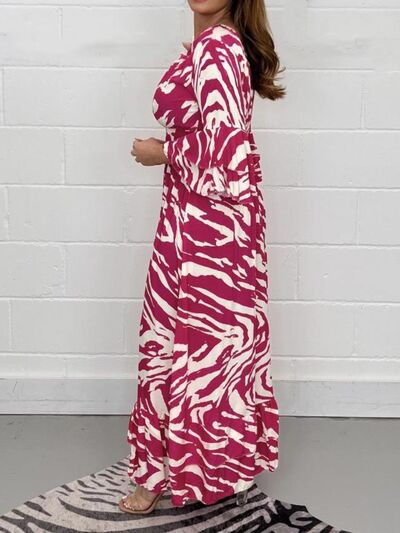 Load image into Gallery viewer, Smocked Printed Flounce Sleeve Maxi Dress
