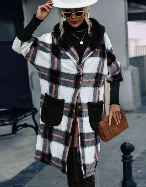 Load image into Gallery viewer, Plaid Button Down Hooded Jacket
