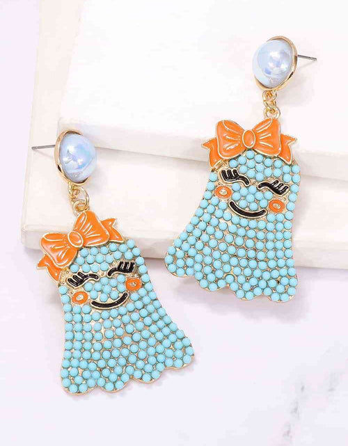 Load image into Gallery viewer, Smiling Ghost Shape Synthetic Pearl Earrings
