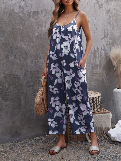 Load image into Gallery viewer, Printed Spaghetti Strap Jumpsuit with Pockets
