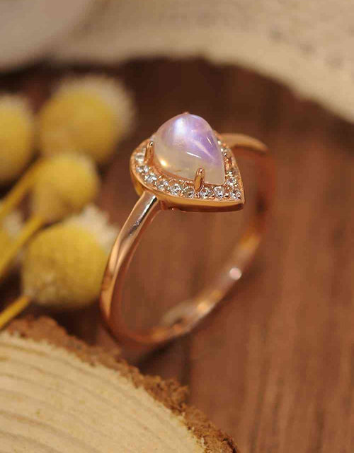 Load image into Gallery viewer, Moonstone Teardrop 925 Sterling Silver Halo Ring
