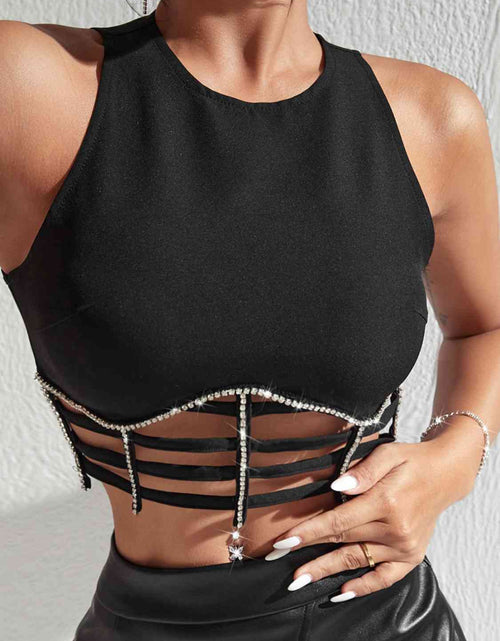 Load image into Gallery viewer, Rhinestone Decor Crop Top
