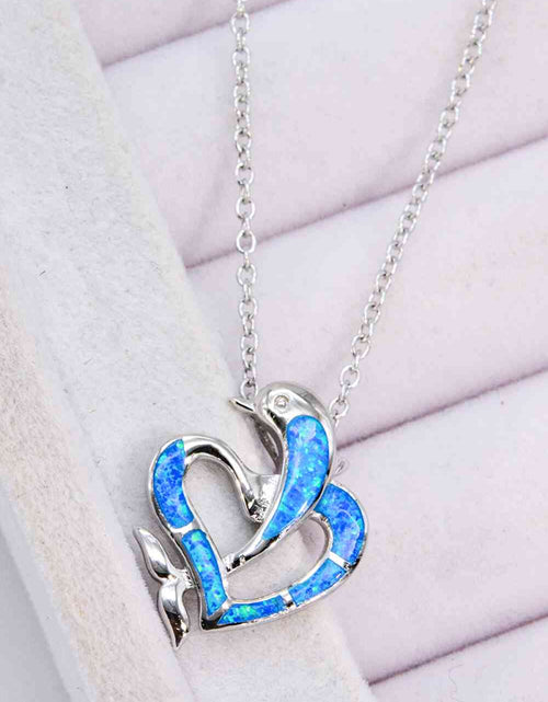 Load image into Gallery viewer, Opal Dolphin Heart Chain-Link Necklace
