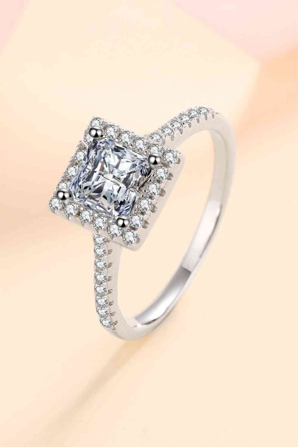 Sterling Silver Square Moissanite Ring