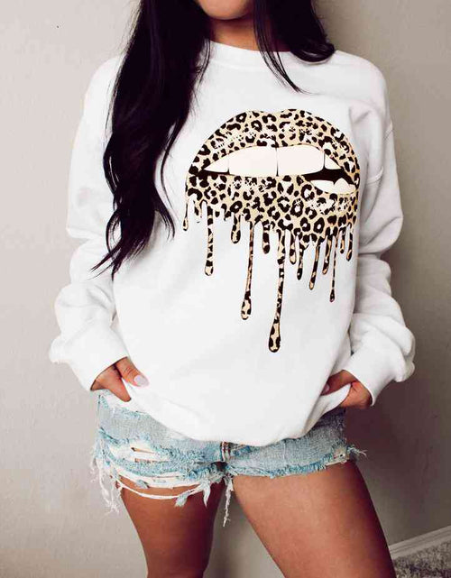 Load image into Gallery viewer, Graphic Dropped Shoulder Round Neck Sweatshirt
