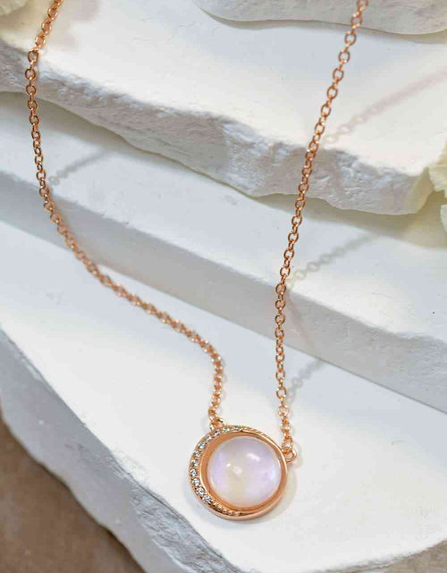 Load image into Gallery viewer, High Quality Natural Moonstone 18K Rose Gold-Plated 925 Sterling Silver Necklace
