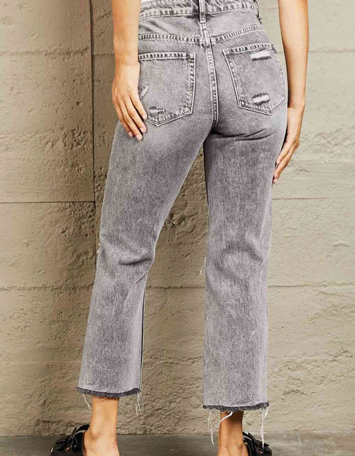 Load image into Gallery viewer, BAYEAS Acid Wash Distressed Cropped Straight Jeans
