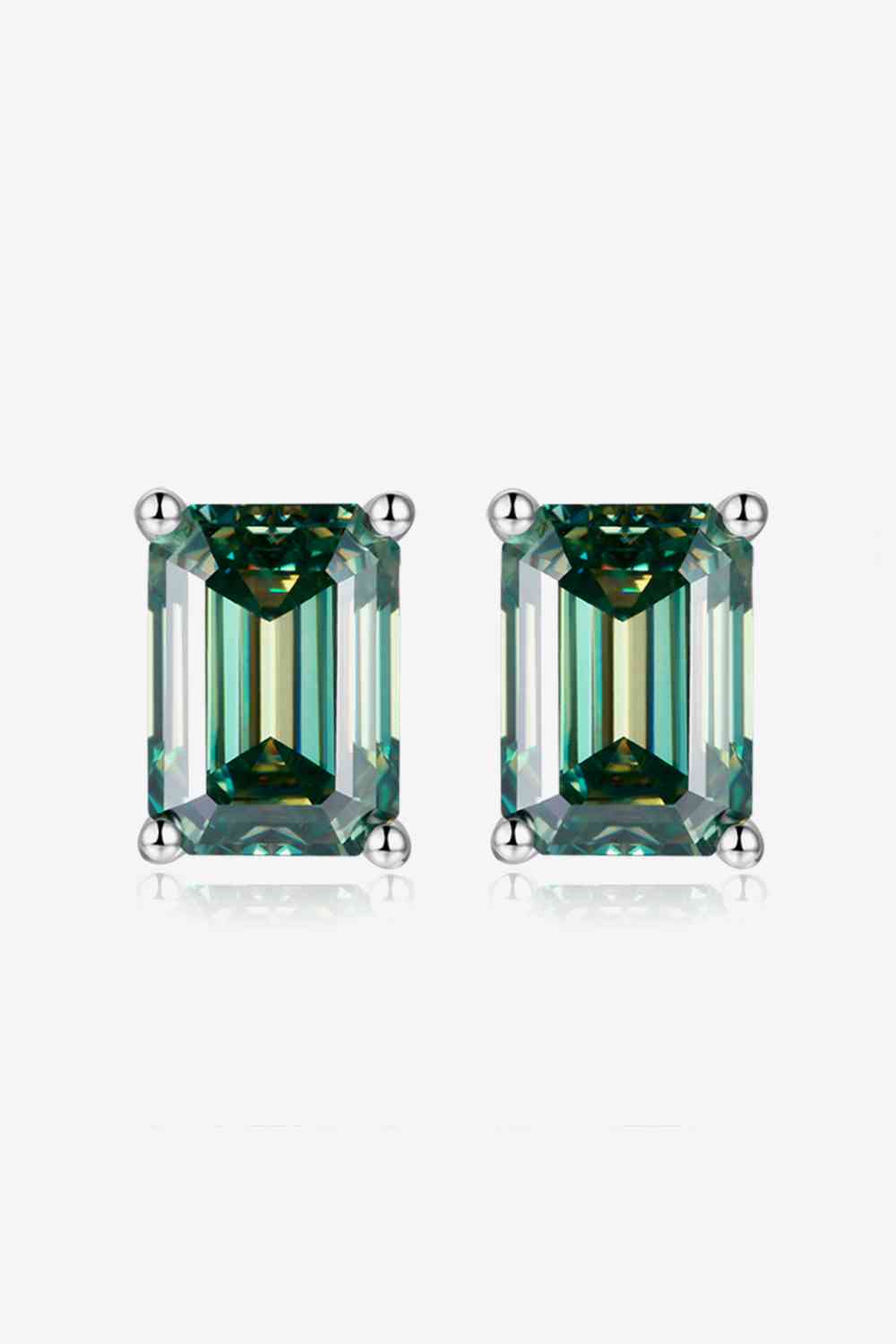 2 Carat Moissanite Stud Earrings in Green