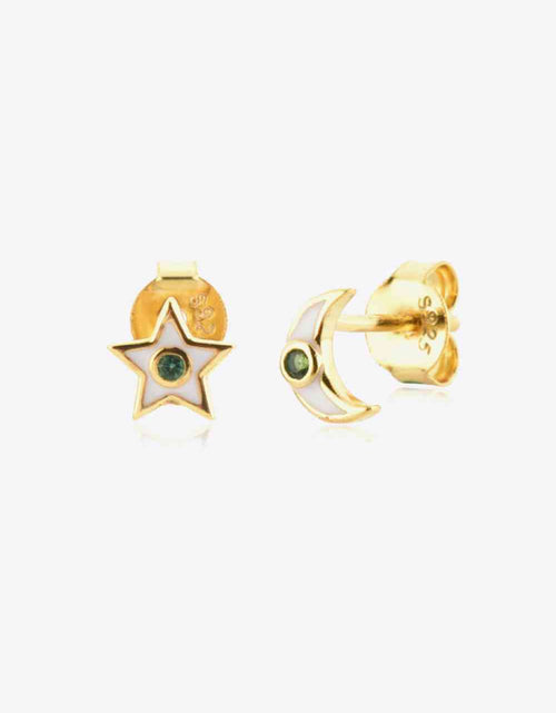 Load image into Gallery viewer, Star and Moon Zircon Mismatched Earrings
