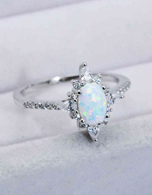 Load image into Gallery viewer, Platinum-Plated Opal and Zircon Ring
