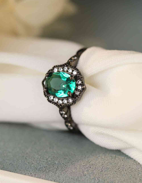 Load image into Gallery viewer, 925 Sterling Silver Paraiba Blue Zircon 4-Prong Ring
