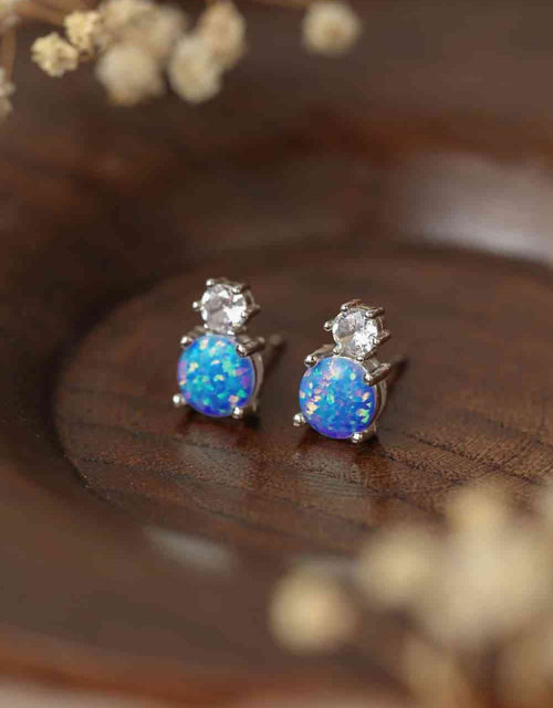 Load image into Gallery viewer, 4-Prong Opal Stud Earrings
