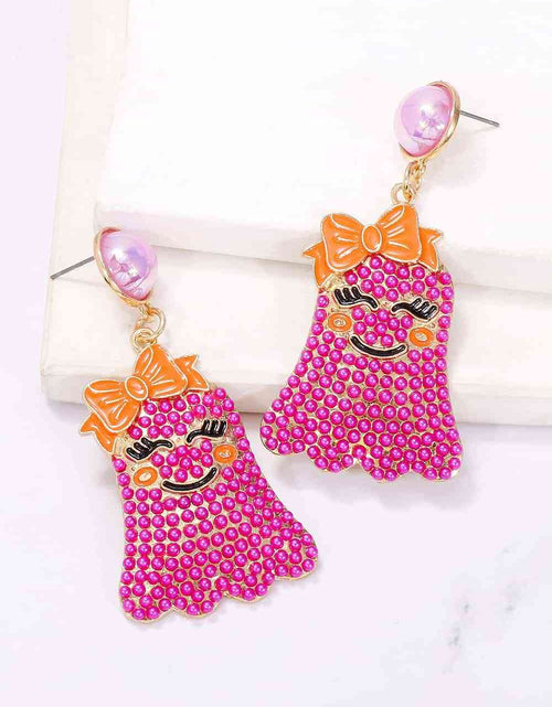 Load image into Gallery viewer, Smiling Ghost Shape Synthetic Pearl Earrings
