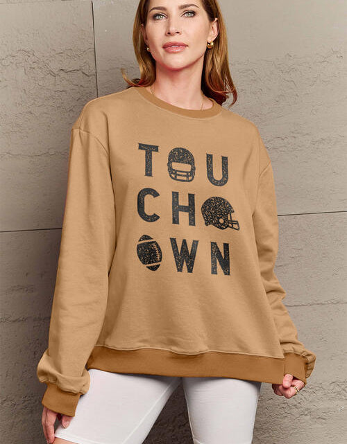 Load image into Gallery viewer, Simply Love Full Size TOUCHDOWN Long Sleeve Sweatshirt
