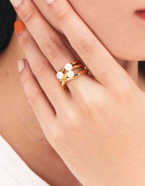 Load image into Gallery viewer, 18K Gold-Plated Three Pearl Ring
