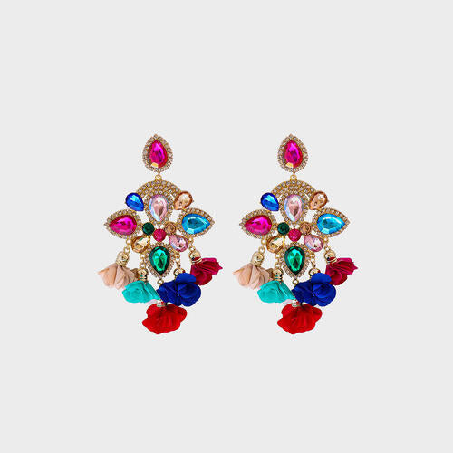 Load image into Gallery viewer, Flower Shape Rhinestone Alloy Dangle Earrings
