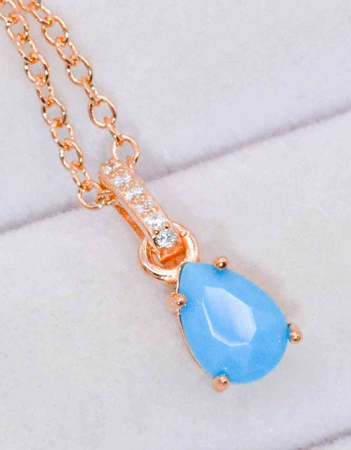 Load image into Gallery viewer, Teardrop Turquoise 4-Prong Pendant Necklace
